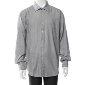 Yves Saint Laurent Long Sleeve Button Front Dress Shirt Gray 17.5 34-35